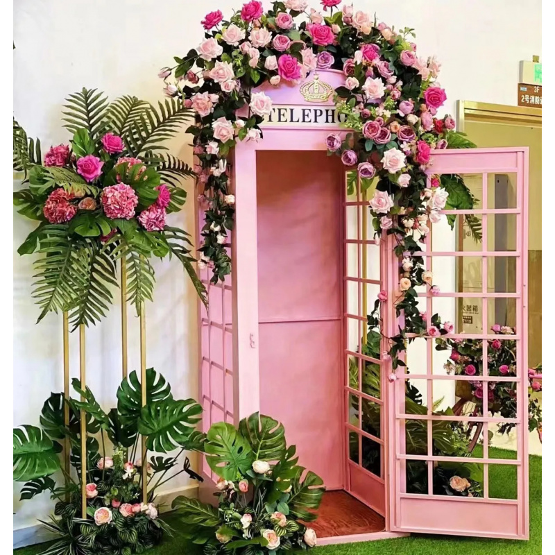 Photo Booth Prop - Cabine téléphonique rose personnalisée avec décoration