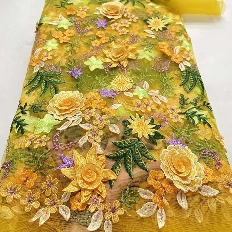 Wedding Dress Supply - Tissu en tulle brodé floral 3D