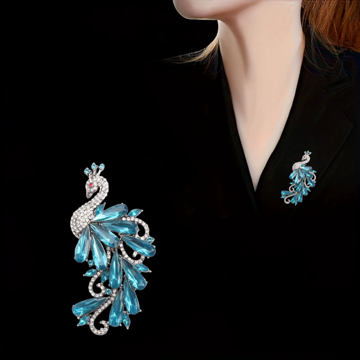 Suit Supply Wedding Party - Broche de luxe en strass paon