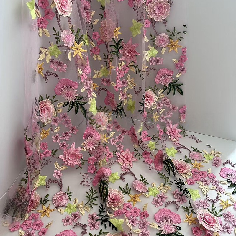 Tissu en tulle brodé floral 3D - Wedding Dress Supply avis et prix
